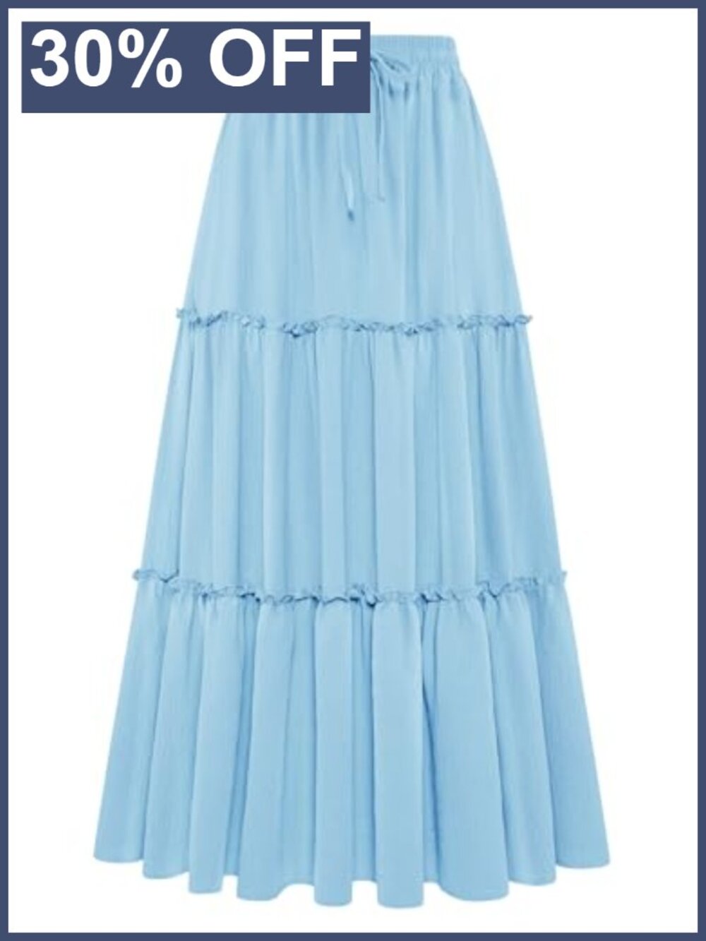 High Waist Pleated Ruffle Maxi Skirt Flowy A-Line with Pockets
